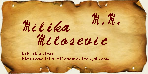 Milika Milošević vizit kartica